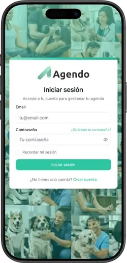 Pantalla de inicio de sesión de Agendo en iPhone